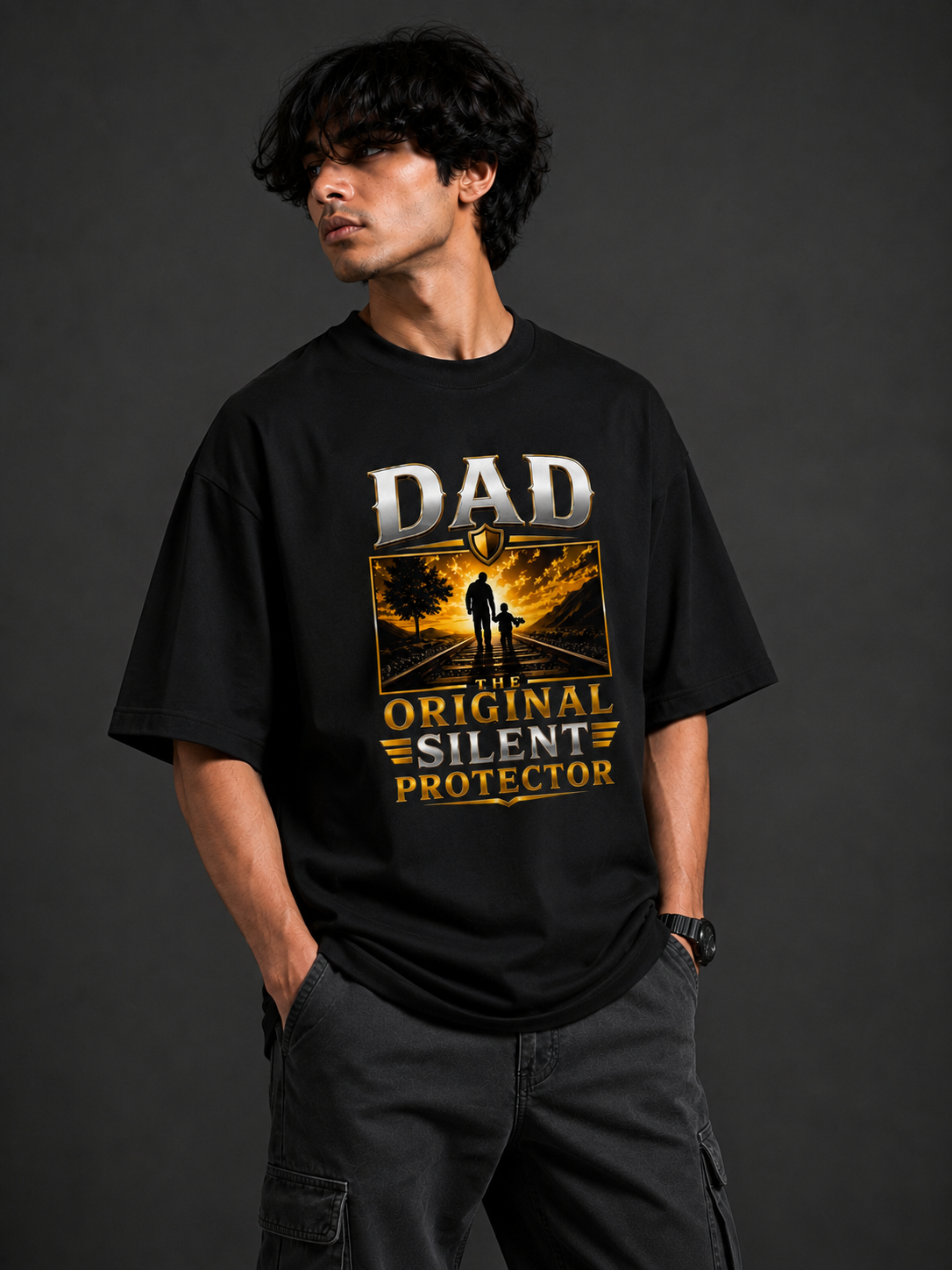 Dad The Original Silent Protector — Oversized T-Shirt
